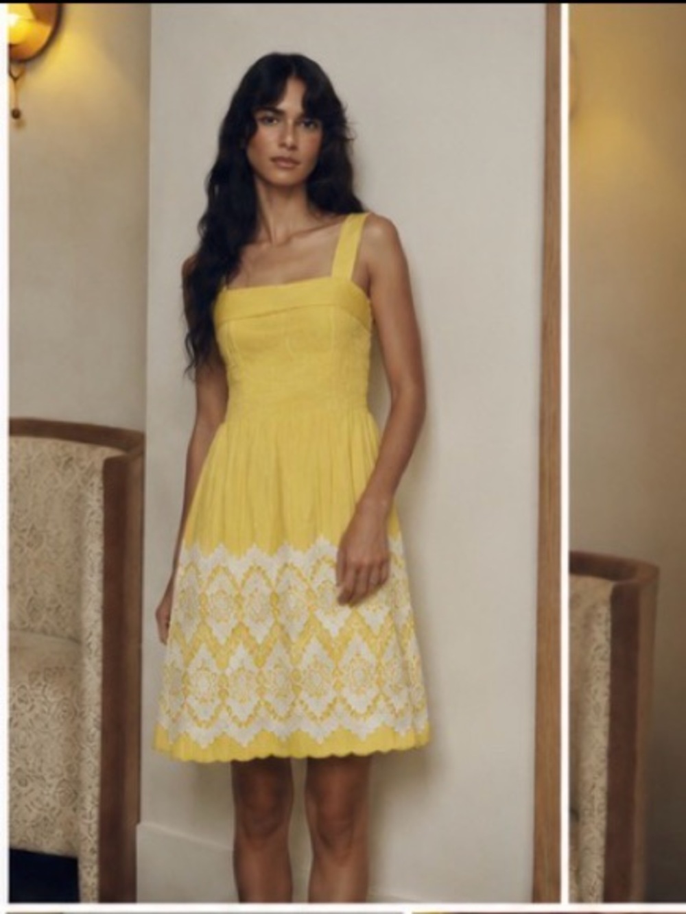 Anthropologie Floreat Yellow & White Lace Sundress - Picture 3 of 4